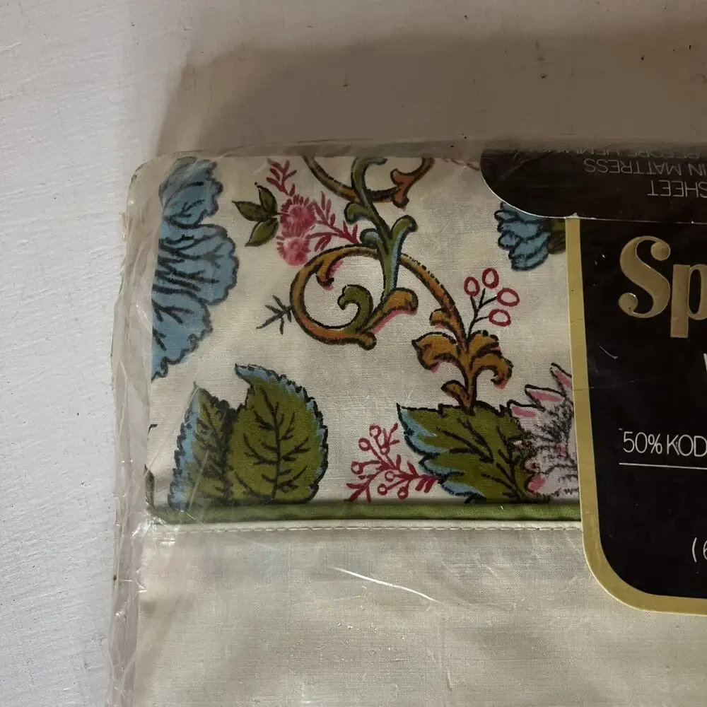 New VTG Springmaid Wondercale English Manor Twin Flat Sheet 39 x 76 Traditional